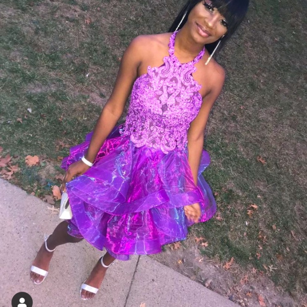 Custom made petite Purple Sparkled Prom / Homecoming dress